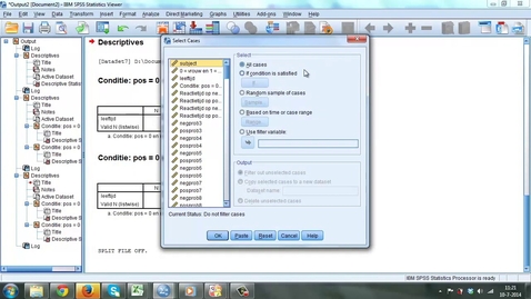 Thumbnail for entry SPSS  Functions 'Split File' : 'Select Cases' 2 1