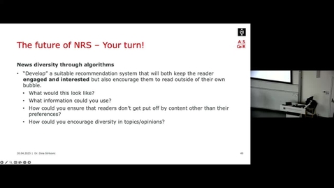 Thumbnail for Dina Strikovic - Recommender Systems in the Newsroom (part 3/3)