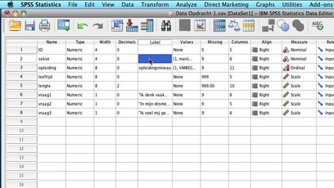 Thumbnail for Data view variable view