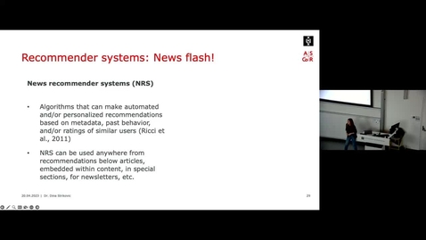Thumbnail for Dina Strikovic - Recommender Systems in the Newsroom (part 2/3)