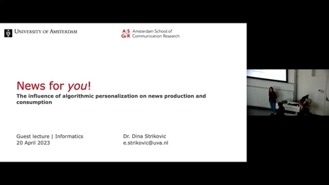 Thumbnail for Dina Strikovic - Recommender Systems in the Newsroom (part 1/3)