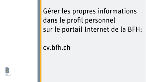 Vorschaubild für Eintrag cv.bfh.ch Vidéo d'apprentissage
