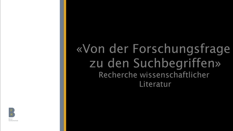 Vorschaubild für Eintrag Von der Forschungsfrage zu den Suchbegriffen