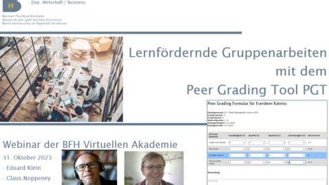 Vorschaubild für Eintrag Webinar &quot;Lernfördernde Gruppenarbeiten mit dem Peer Grading Tool PGT&quot;