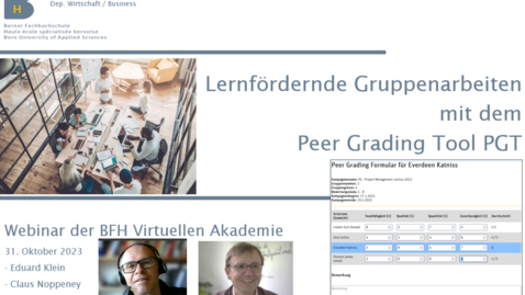 Thumbnail for Webinar &quot;Lernfördernde Gruppenarbeiten mit dem Peer Grading Tool PGT&quot;