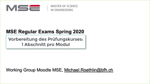 Thumbnail for MSE Exam Spring 2020: Course Section Configuration