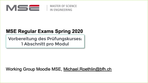 Vorschaubild für Eintrag MSE Exam Spring 2020: Course Section Configuration