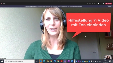 Thumbnail for Kurzeinführung in MS Teams: Video mit Ton einspielen