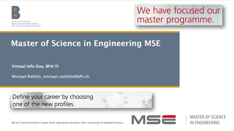 Vorschaubild für Eintrag Informationen Master of Science in Engineering MSE der BFH-TI, mit Start ab Herbst 2020